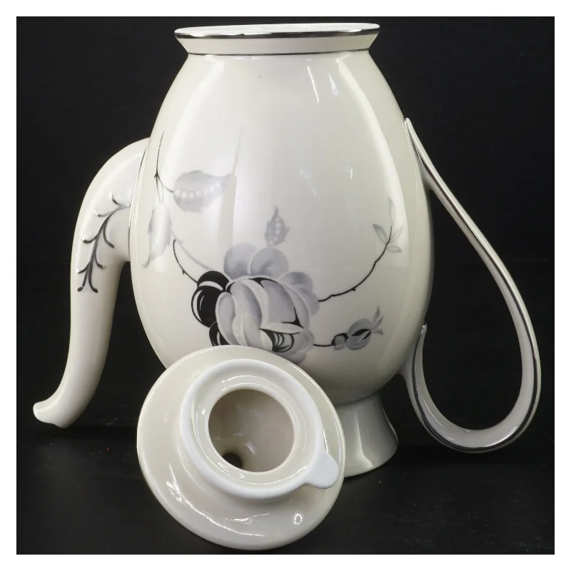 Kande med blomstermotiv og låg fra Københavns Porcellains Maleri (str. 21 x 13 cm)