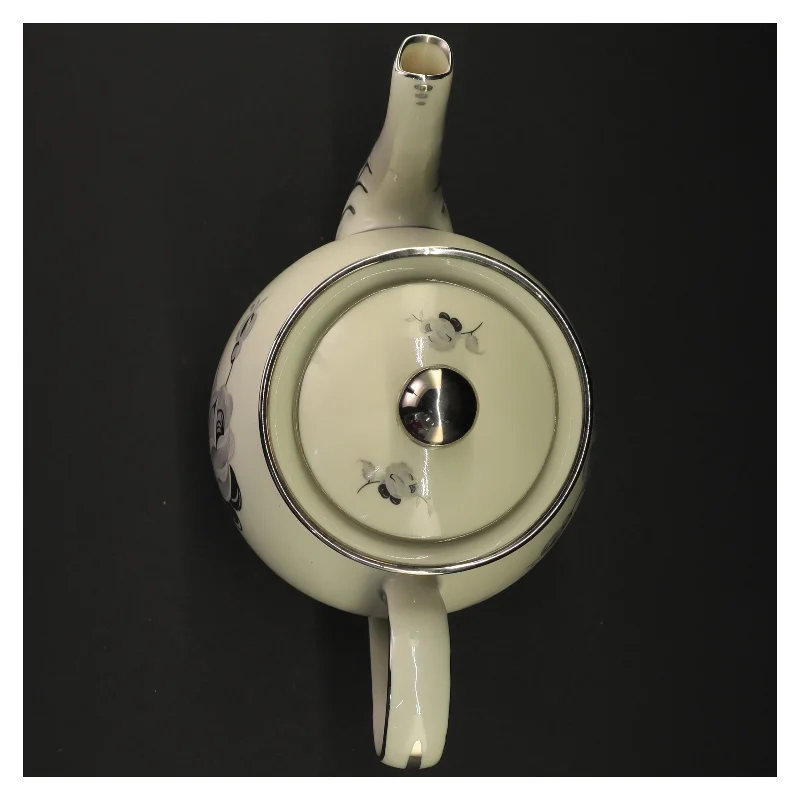 Kande med blomstermotiv og låg fra Københavns Porcellains Maleri (str. 21 x 13 cm)