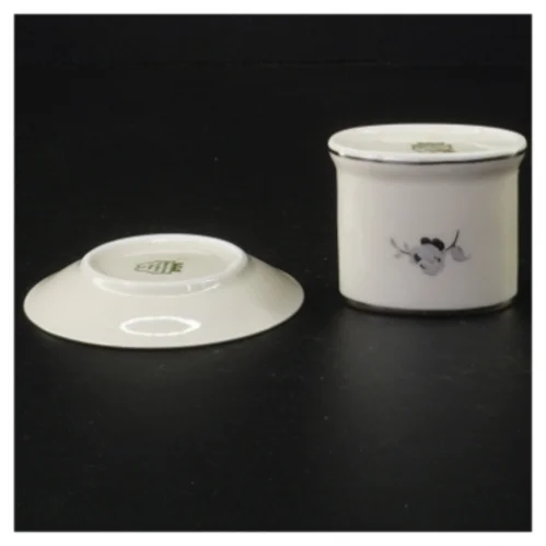 Porcelænstallerken og opbevaringskrukke fra Københavns Porcellains Maleri (str. Diameter 10 cm og 6 x 5 cm)