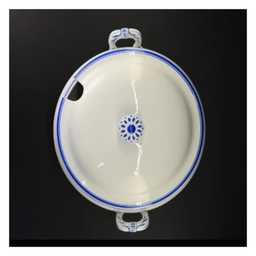 Hvid og blå porcelænssuppe terrin (str. 29 cm)