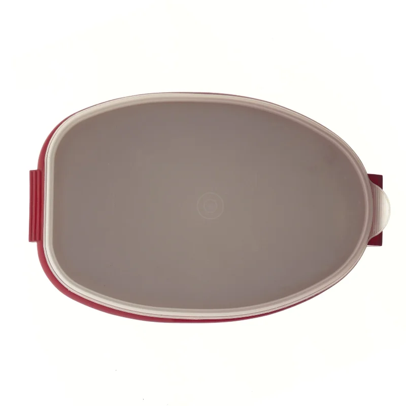 Rød plastkontainer med låg fra Tupperware (str. Ø 29x Ø 19x14,5 cm)