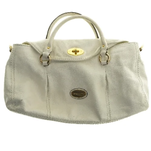 Hvid lædertaske fra Smith & Canova (str. 45x30 cm)