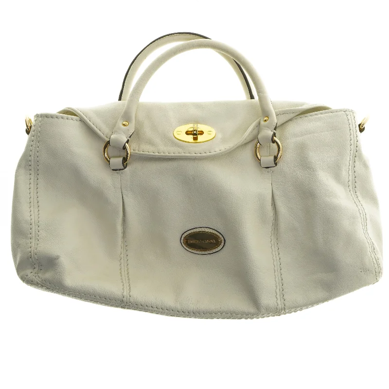 Hvid lædertaske fra Smith & Canova (str. 45x30 cm)