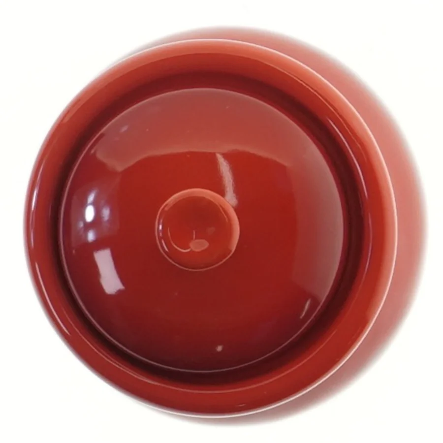 Rød keramisk krukke med låg fra Cook & Baker til bl.a hvidløg (str. 10 cm)