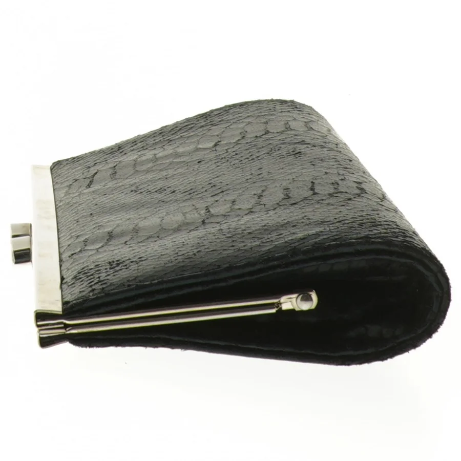 Sort pung/ taske med mønster (str. 23x11 cm)