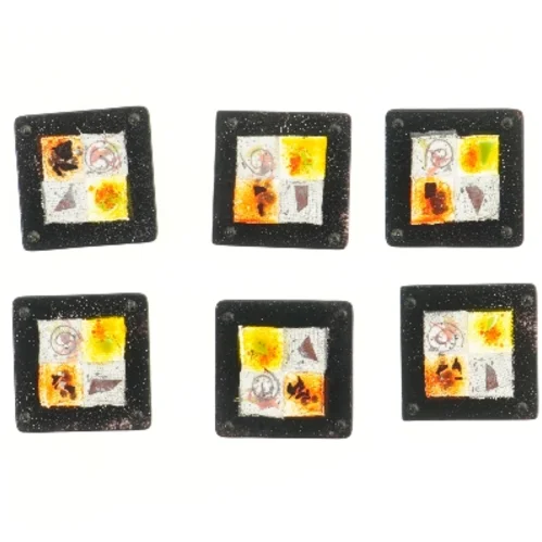 Glasunderlag med moderne design (str. 6 stk 9,5x9,5 cm)