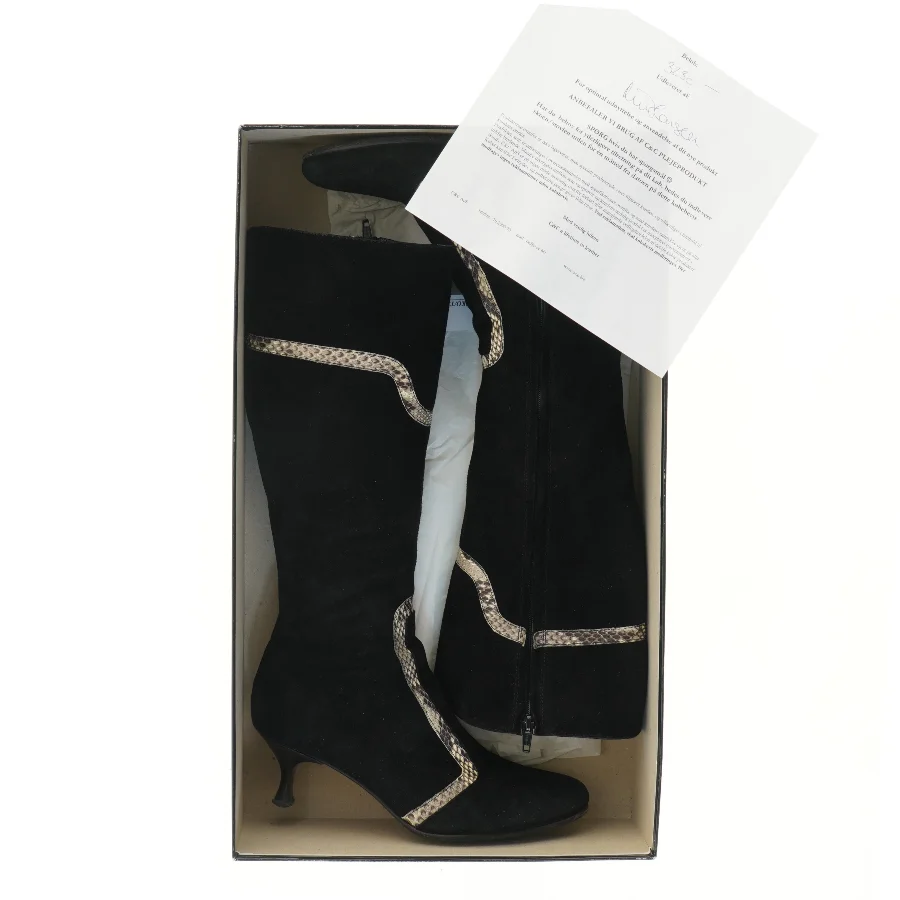 Sorte,  italienske håndsyede højhælede støvler fra C&C lifetime i leather (str. 37,5 )