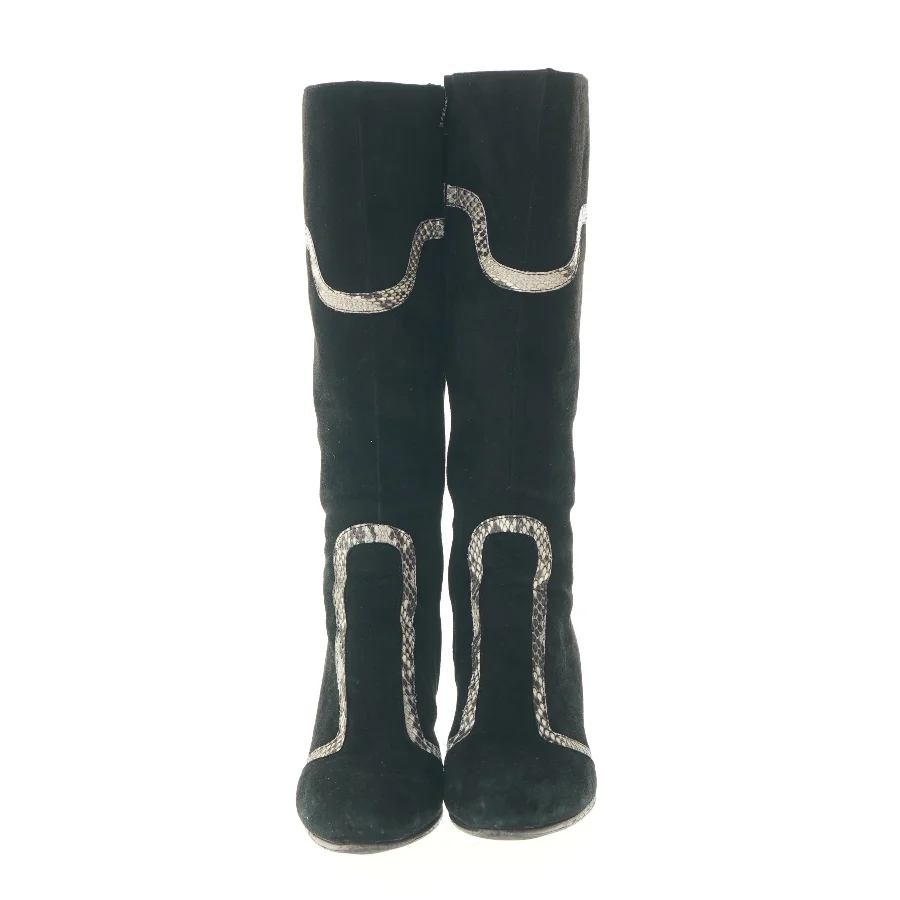 Sorte,  italienske håndsyede højhælede støvler fra C&C lifetime i leather (str. 37,5 )