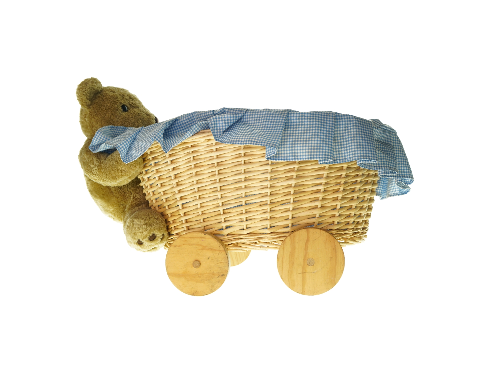 Kurv med hjul, betræk og bamse