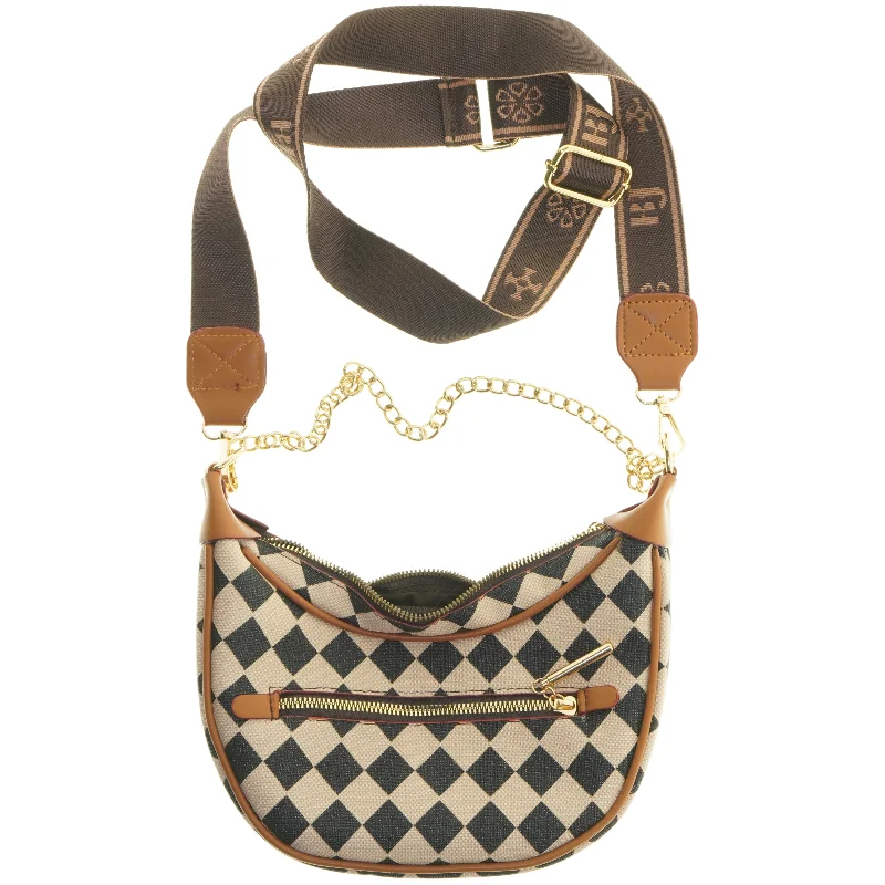 Skuldertaske med geometrisk mønster (str. 24x20 cm)