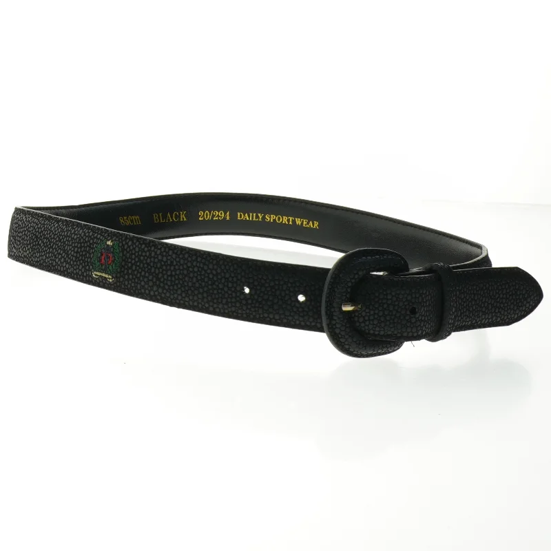 Sort bælte med spænde (str. 85 cm. ****)