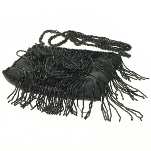 Sort taske med frynser (str. 17x16 cm)