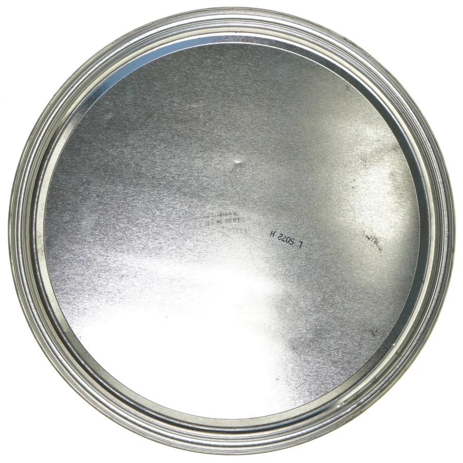 Rund metaldåse med blomstermønster (str. Ø 19,5 cm længde 6,5 cm)