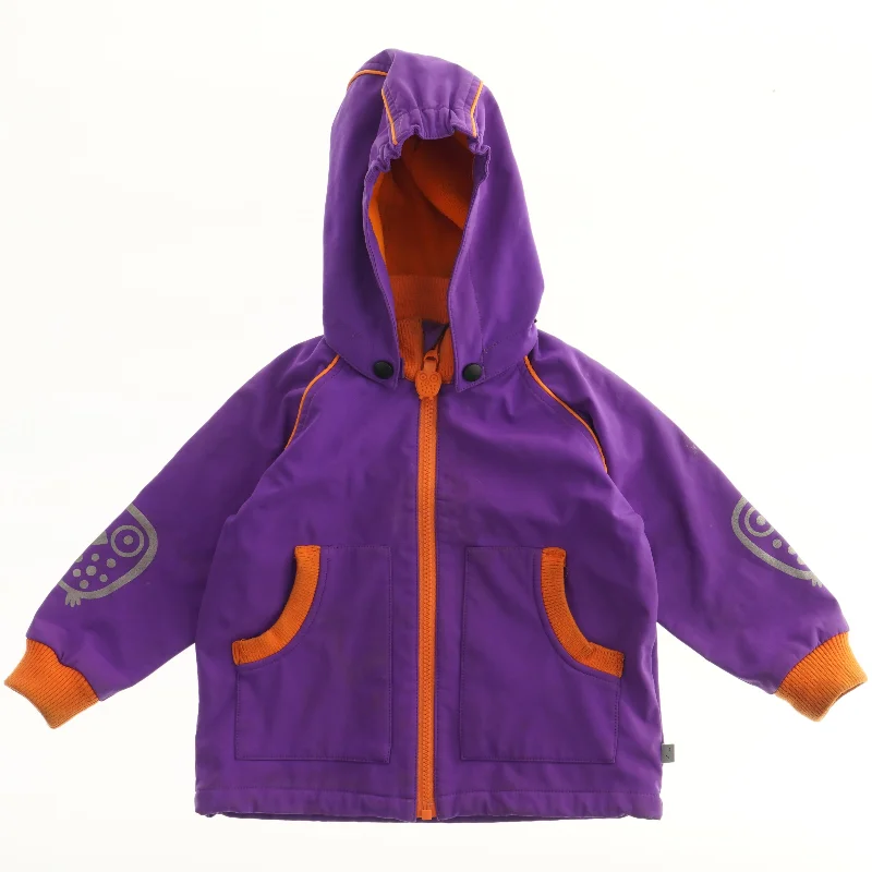 Ej Sikkelej jakke, vind og vandtæt med uglemotiv (str. 98)