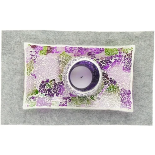 Dekorativt sæt, lys inkl. fad (str. 31 x 19 Og 10 x 9)