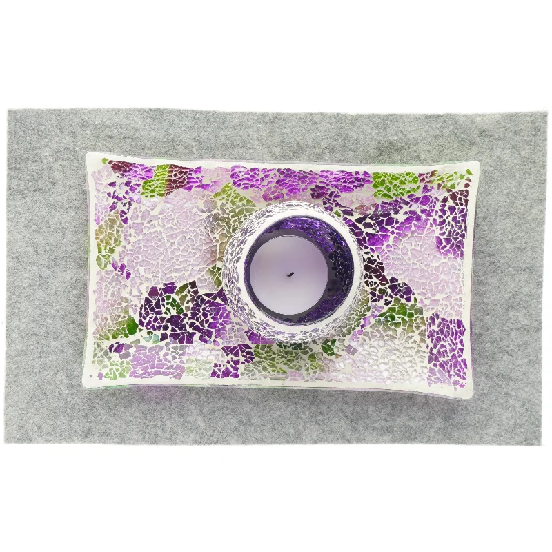 Dekorativt sæt, lys inkl. fad (str. 31 x 19 Og 10 x 9)