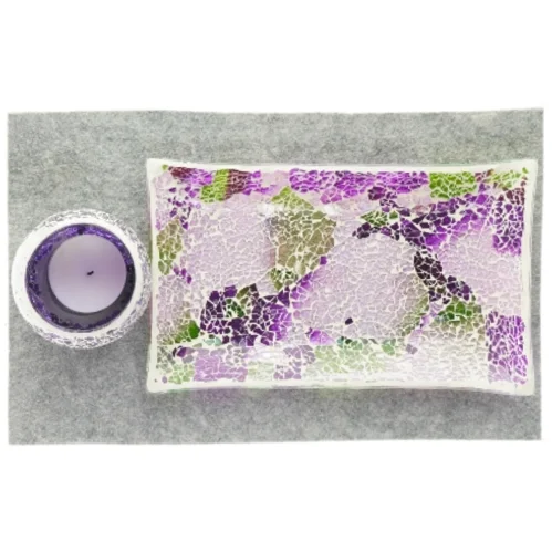 Dekorativt sæt, lys inkl. fad (str. 31 x 19 Og 10 x 9)