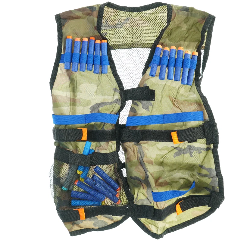 Kamuflage taktikvest med skumpatroner (str. 50 x. 35 cm)