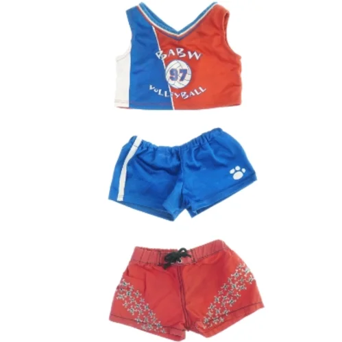 Tøjklædt bamse fra Build a Bear (str. H. 45 cm)