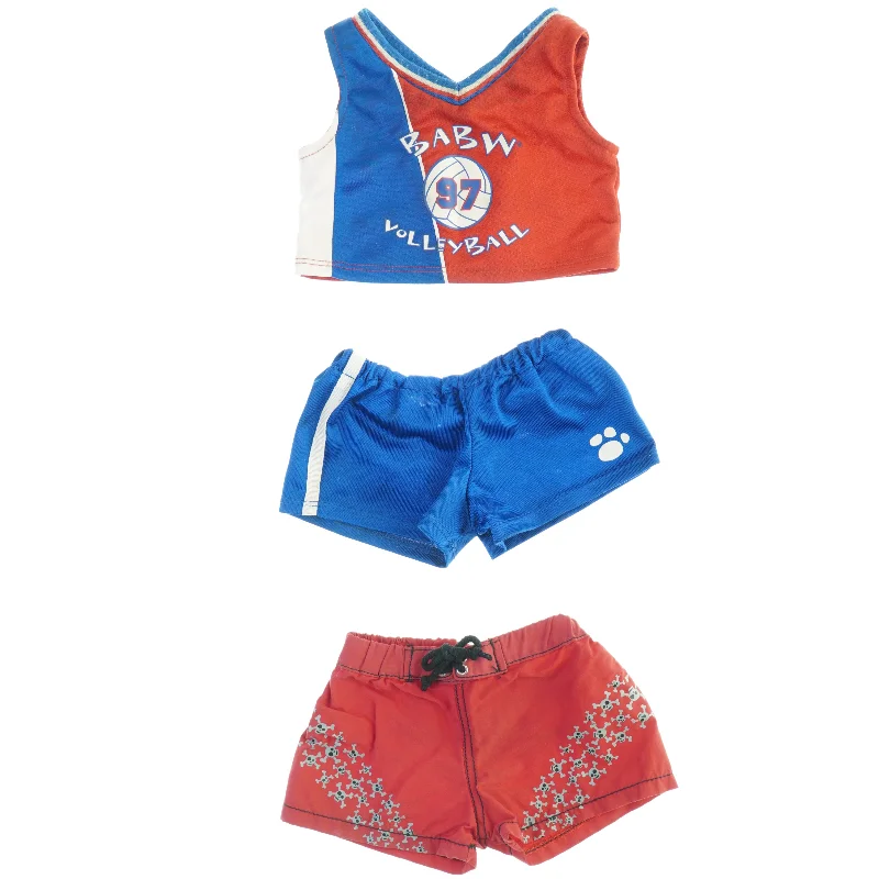 Tøjklædt bamse fra Build a Bear (str. H. 45 cm)