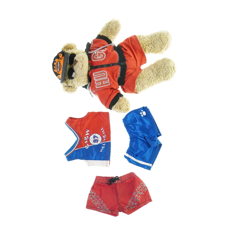 Tøjklædt bamse fra Build a Bear (str. H. 45 cm)