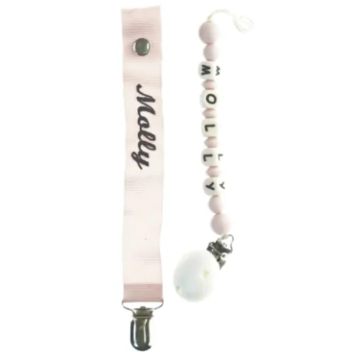 10 Sutter (ubrugte) og suttesnor med navn fra Nuk (str. Baby)