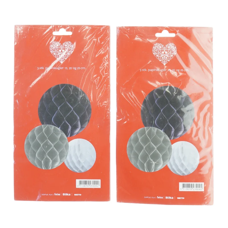 Papirskugler til dekoration (str. 15 cm, 20 cm, 25 cm)