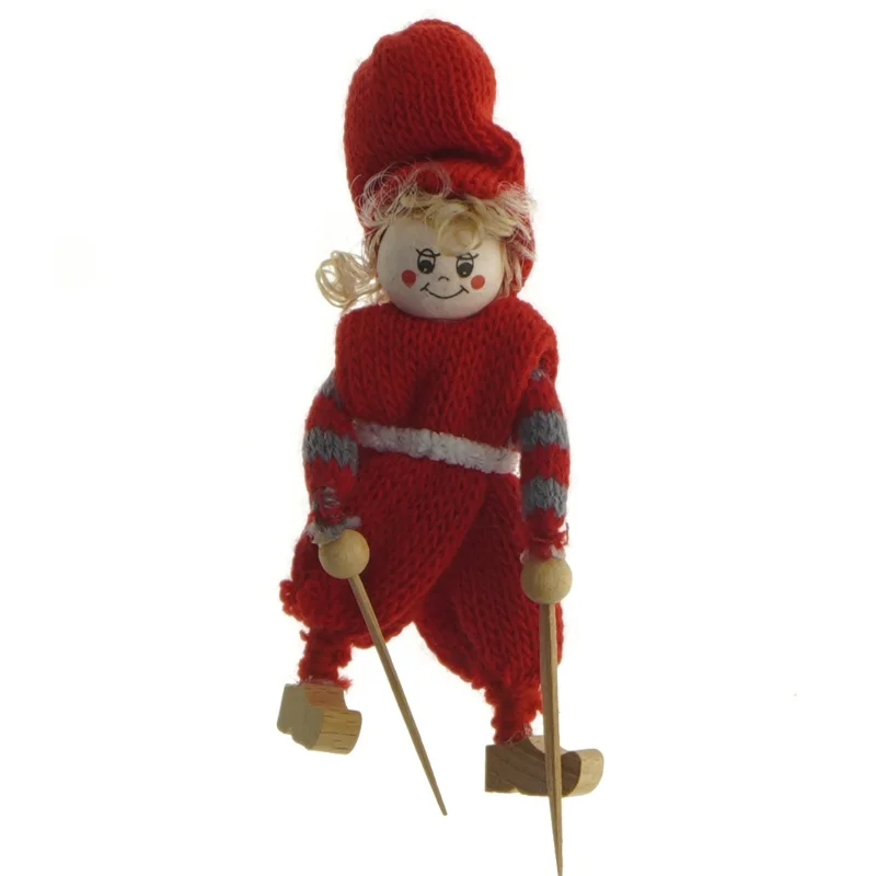 Skiløbende julefigur (str. 13 cm)