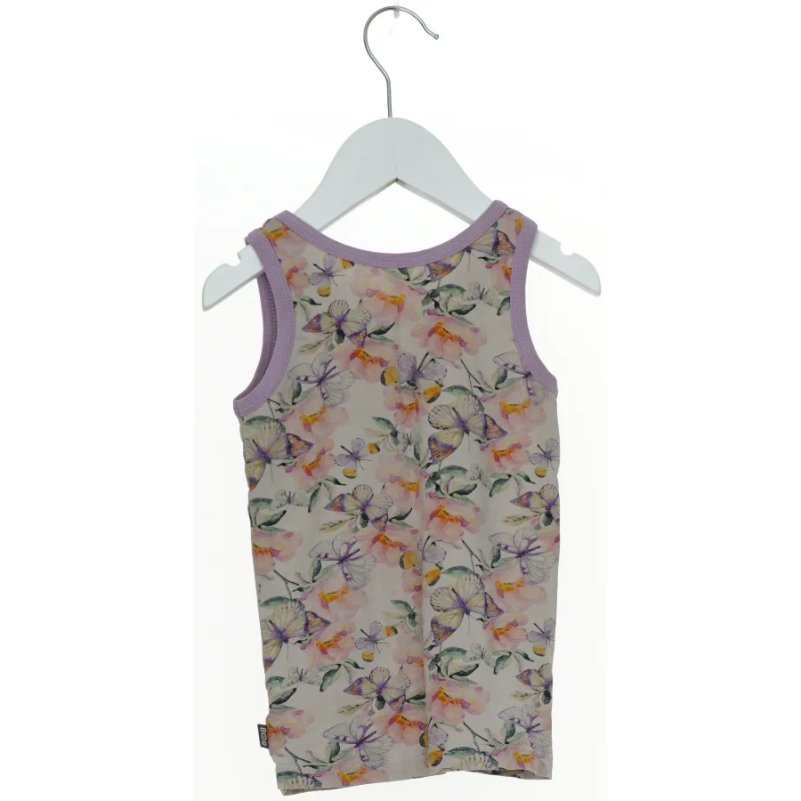 Ærmeløs bluse med sommerfugleprint fra 8O8 (str. 92)
