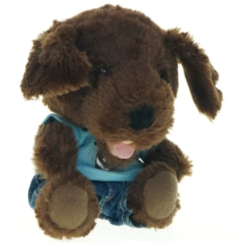 Tøjdyr hund med tøj (str. H. 18 cm)