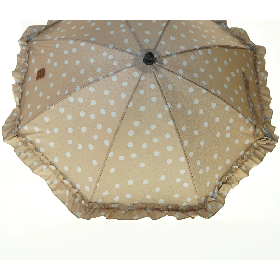 Beige barnevognsparasol med prikker fra BUDDY AND HOPE (str. Totallængde. 70 cm)