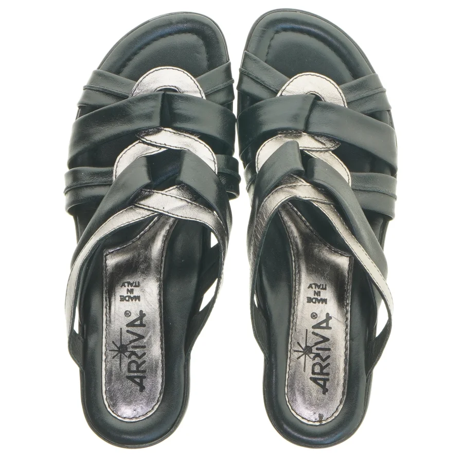 Ny Sort hæl sandal, størrelse 36 fra Ariva (str. 36 )