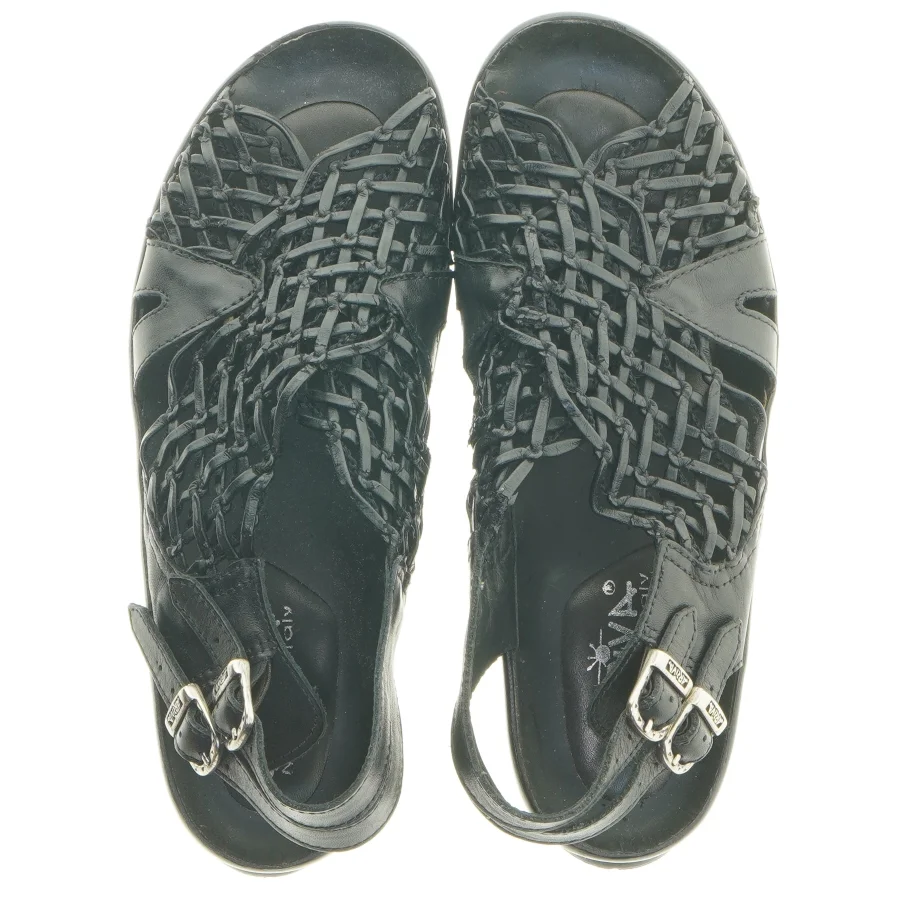 Sorte sandaler med flettet design fra Ariva (str. 35 )