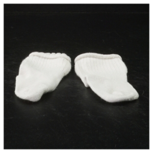 Hvide babystrømper fra Minisokker (str. Fod 7 cm)