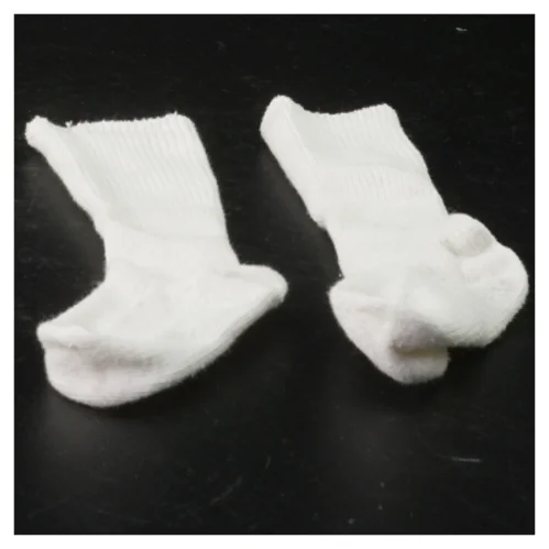 Hvide babysokker fra Lange Ministrømper (str. Fod 7 cm)