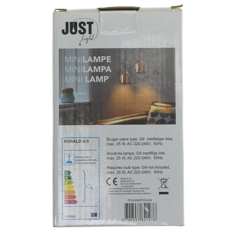 Mini kobberlampe fra Just Light (str. 10 cm)