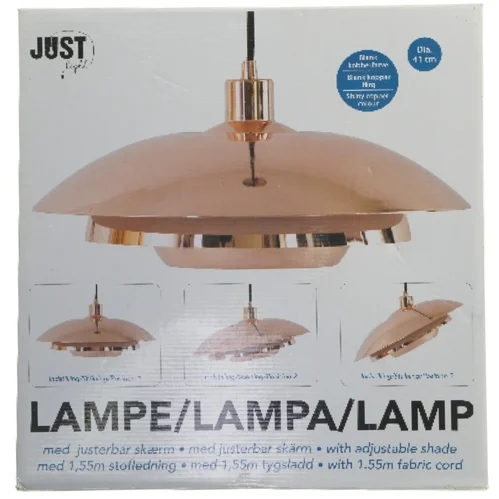 Kobberfarvet pendellampe fra Just Light (str. Ø 41 cm)