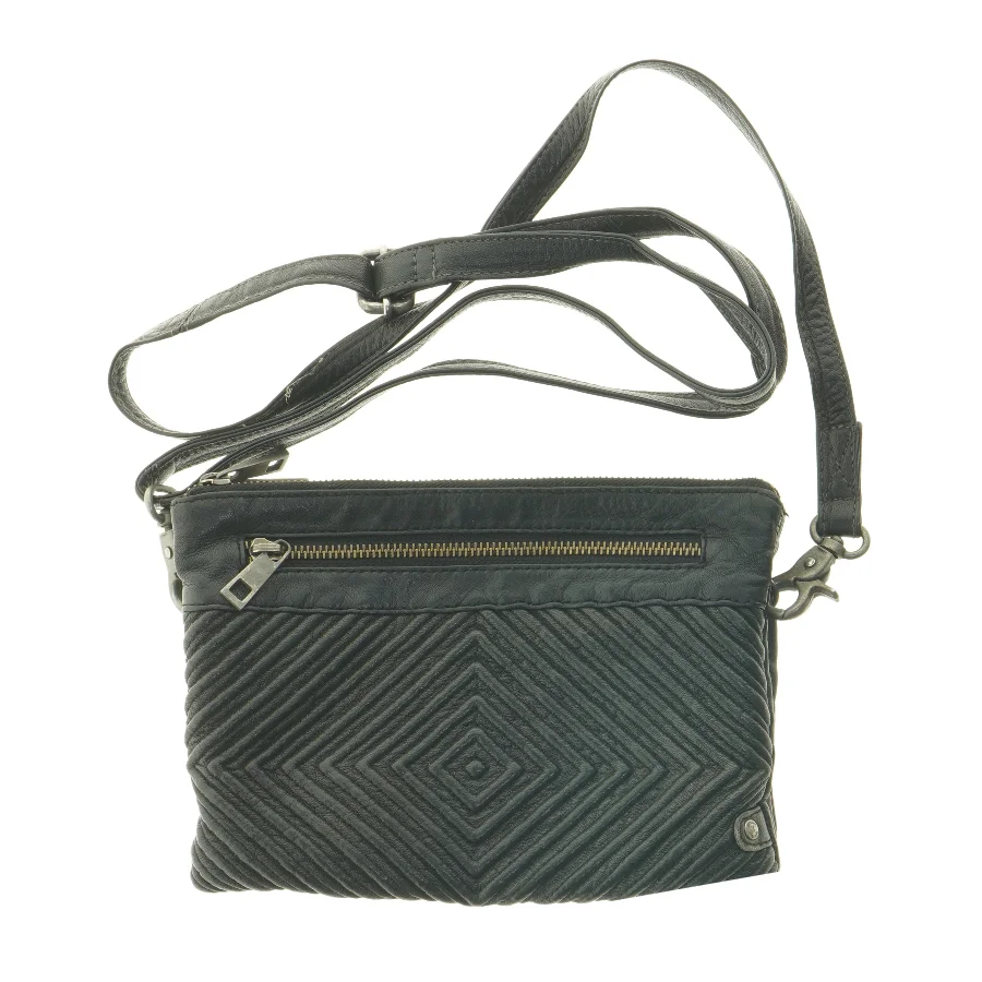 Sort skuldertaske i læderlook (str. 23 x 16 cm)