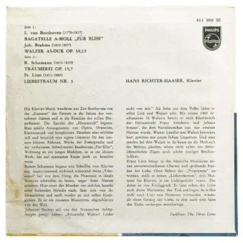 Vinyl single med Beethoven - Für Elise fra Philips