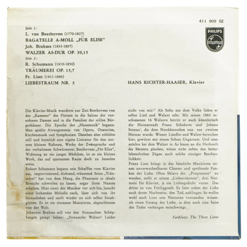 Vinyl single med Beethoven - Für Elise fra Philips