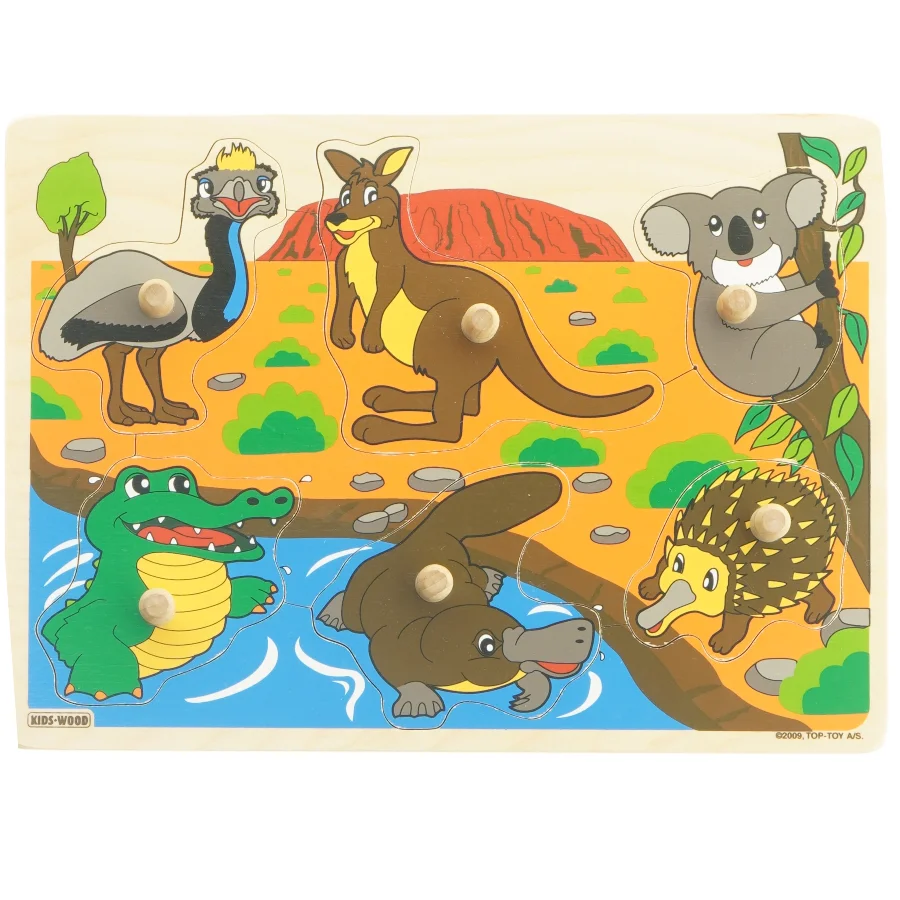 Knoppuslespil med dyr (str. Ikke angivet)