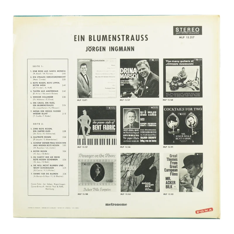 Jørgen Ingmann LP 'Ein Blumenstrauss' (str. 31 x, 31 cm)