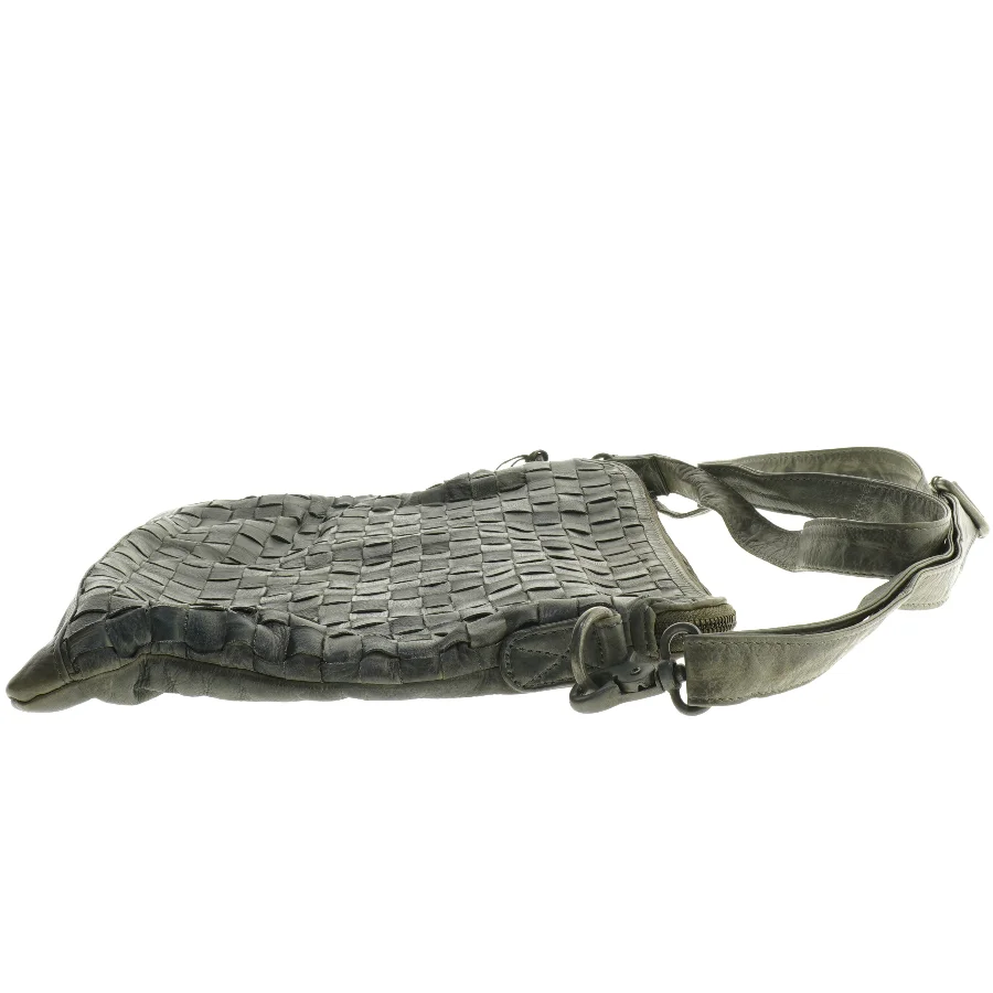 Flettet læderskuldertaske (str. 35 x 28 cm)