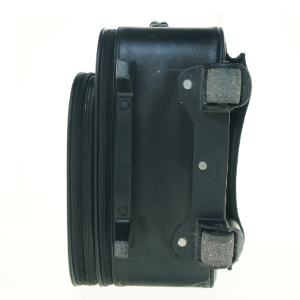 Sort ægte læderkuffert med hjul (str. 48 x 33 x 15 cm)