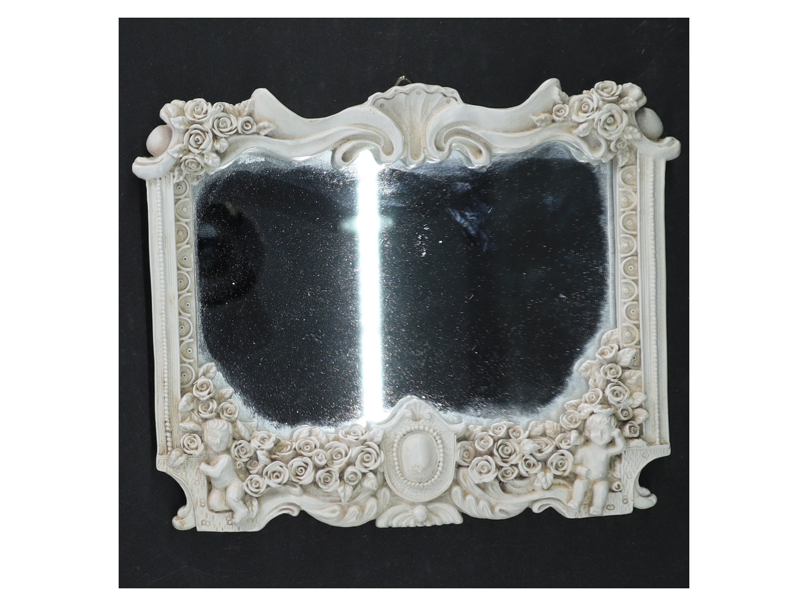 Dekorativ hvid spejl (str. 16x13 cm)