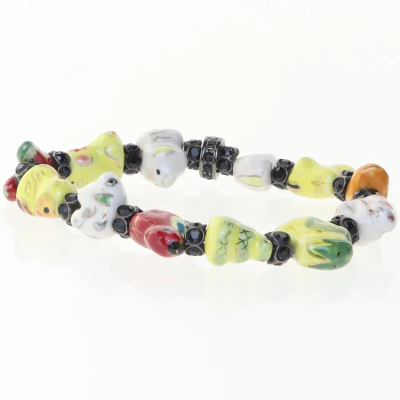 Glasperlearmbånd med 12 kinesiske stjernetegn (str. Ø 6 cm)