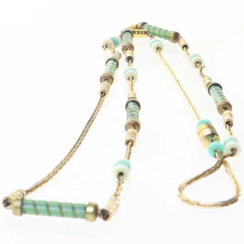 Vintage halskæde med farvede perler (str. 90 cm)