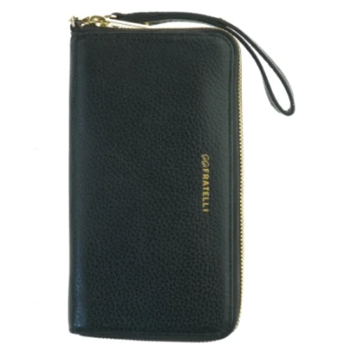 Sort tegnebog med lynlås og håndledsrem fra Gigi Fratelli (str. 19,5x11 cm)