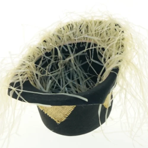 Dekoreret sort hat (str. Ø. 30 cm)
