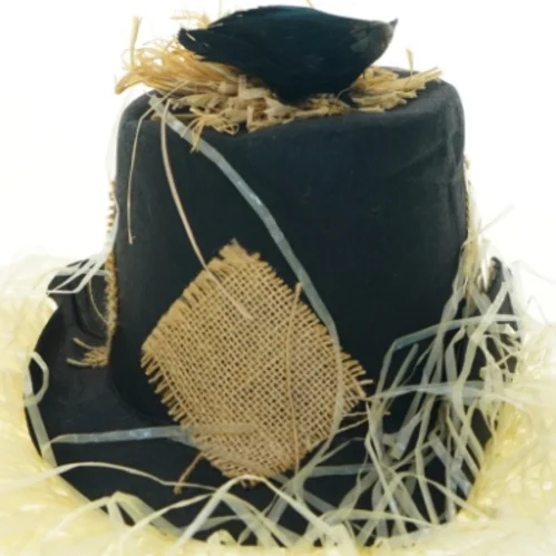 Dekoreret sort hat (str. Ø. 30 cm)
